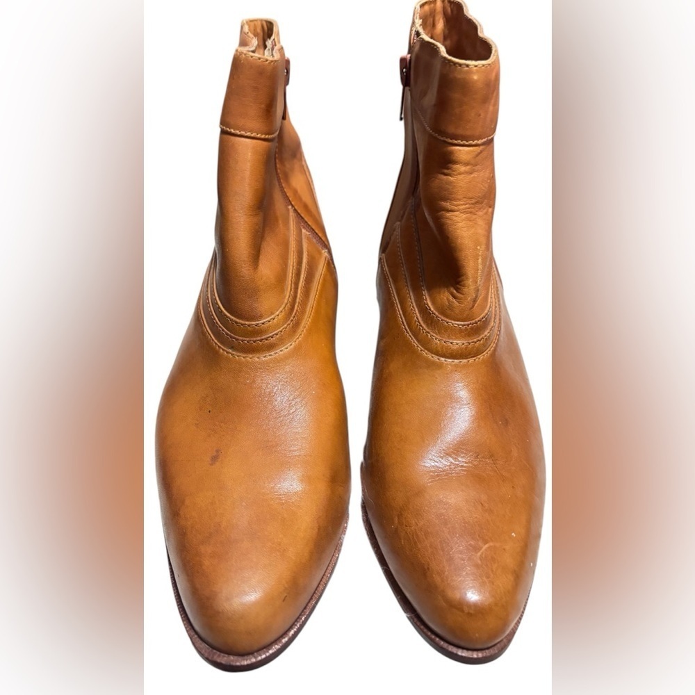 Thom Mcan Womens Brown Leather Ankle Boots mini heels